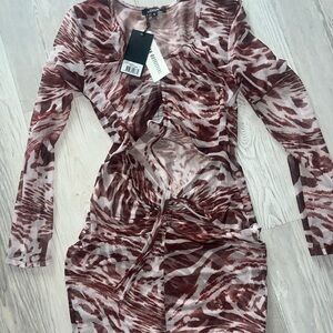 Urban Outfitters Red and White Patterned Mini Dress